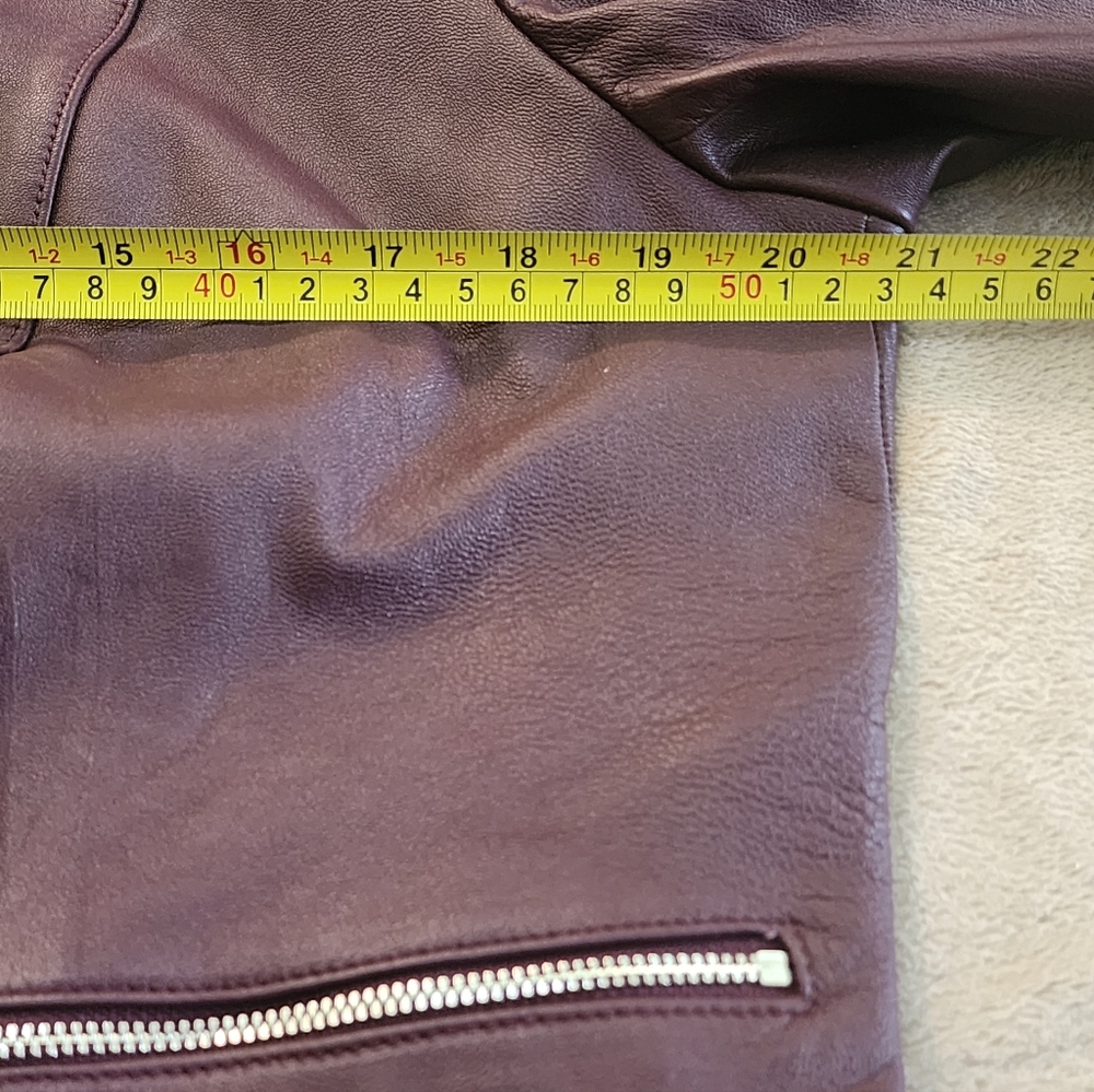 White House Black Market Deep Purple Leather Jacket Pit To Pit 21".New No Tag. - Picture 10 of 10